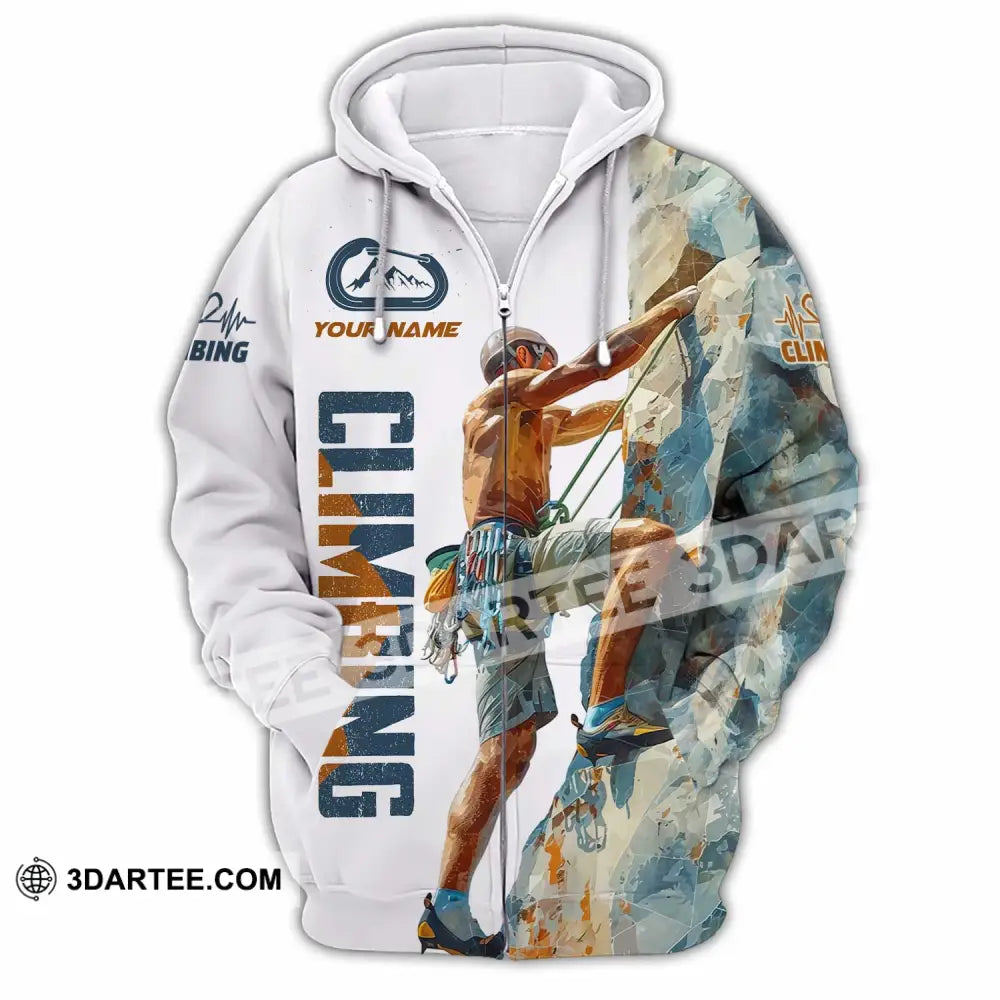 Unisex Shirt - Custom Text Shirt Rock Climbing Zipper Hoodie / S T-shirt