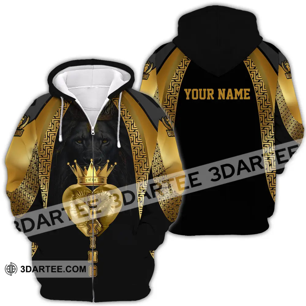 Unisex Shirt - Custom Text Shirt Royal Boxing Shirt Zipper Hoodie / S T-shirt