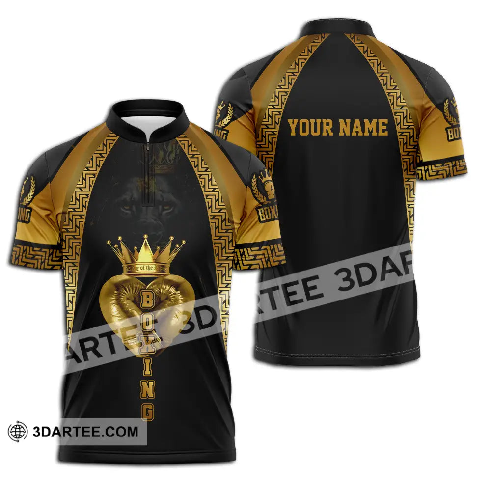 Unisex Shirt - Custom Text Shirt Royal Boxing Shirt Zipper Polo Shirt / S T-shirt