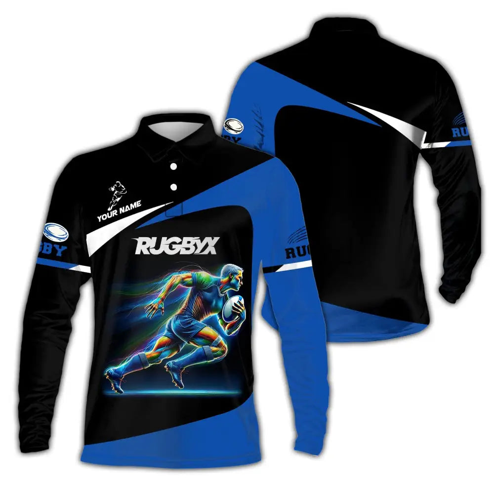 Unisex Shirt - Custom Text Shirt Rugby Long Sleeve Polo / S T-shirt