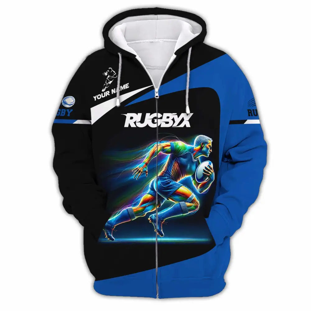 Unisex Shirt - Custom Text Shirt Rugby Zipper Hoodie / S T-shirt