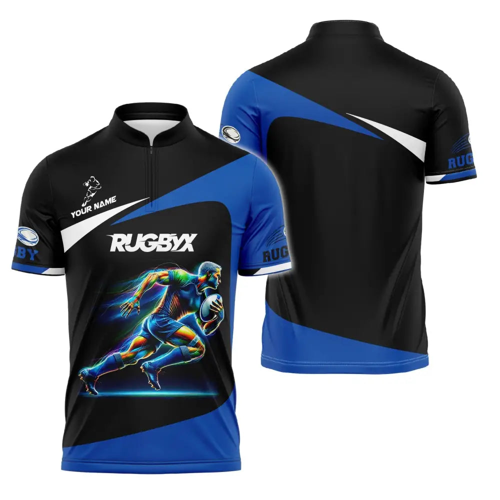 Unisex Shirt - Custom Text Shirt Rugby Zipper Polo Shirt / S T-shirt