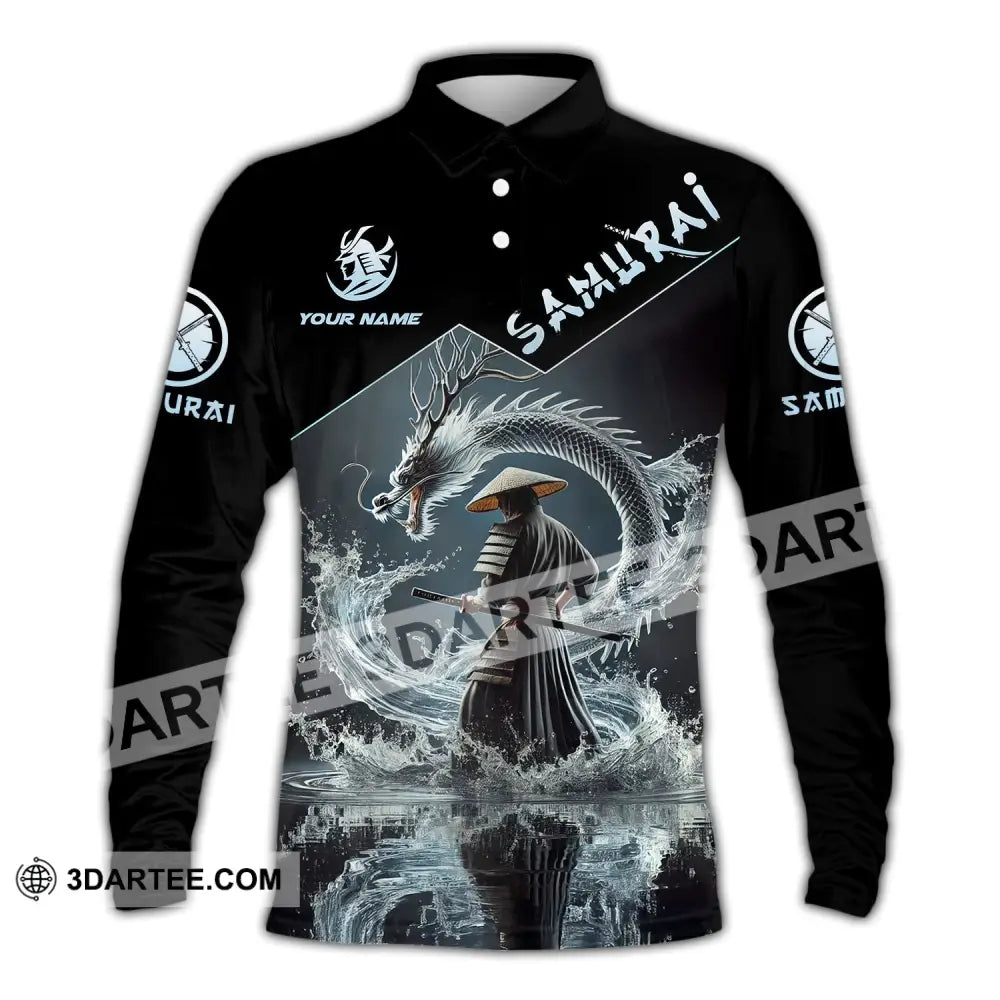 Unisex Shirt - Custom Text Samuarai Long Sleeve Polo / S T-Shirt