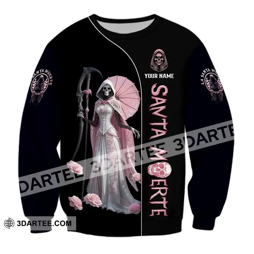 Unisex Shirt - Custom Text Santa Muerte Long Sleeve / S T-Shirt