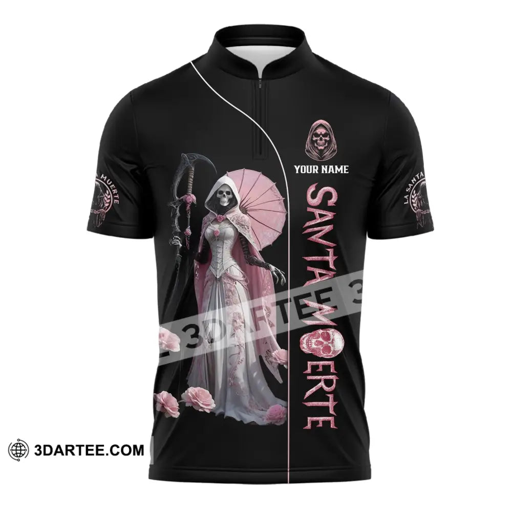 Unisex Shirt - Custom Text Santa Muerte Polo / S T-Shirt