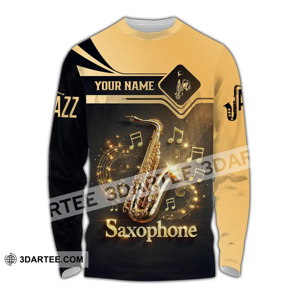 Unisex Shirt - Custom Text Saxophone Long Sleeve / S T-Shirt