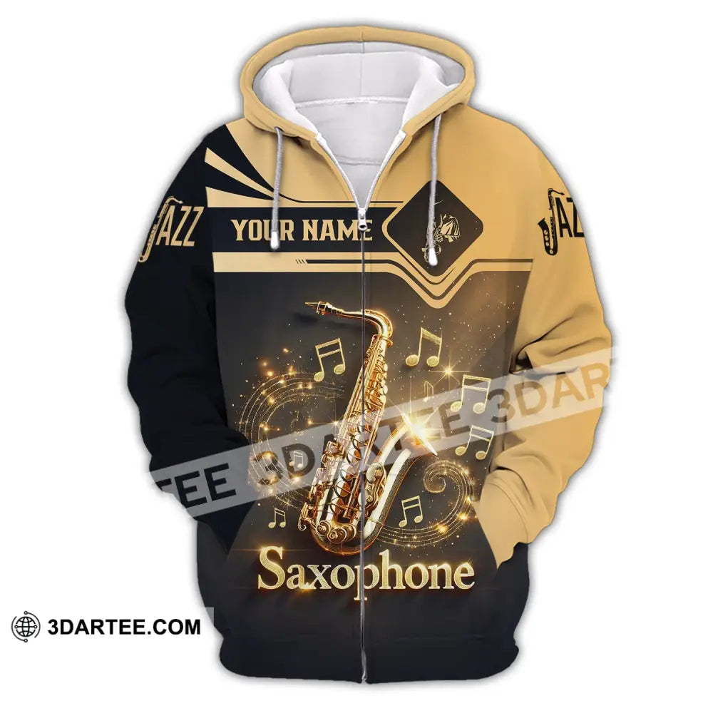 Unisex Shirt - Custom Text Saxophone Zipper Hoodie / S T-Shirt