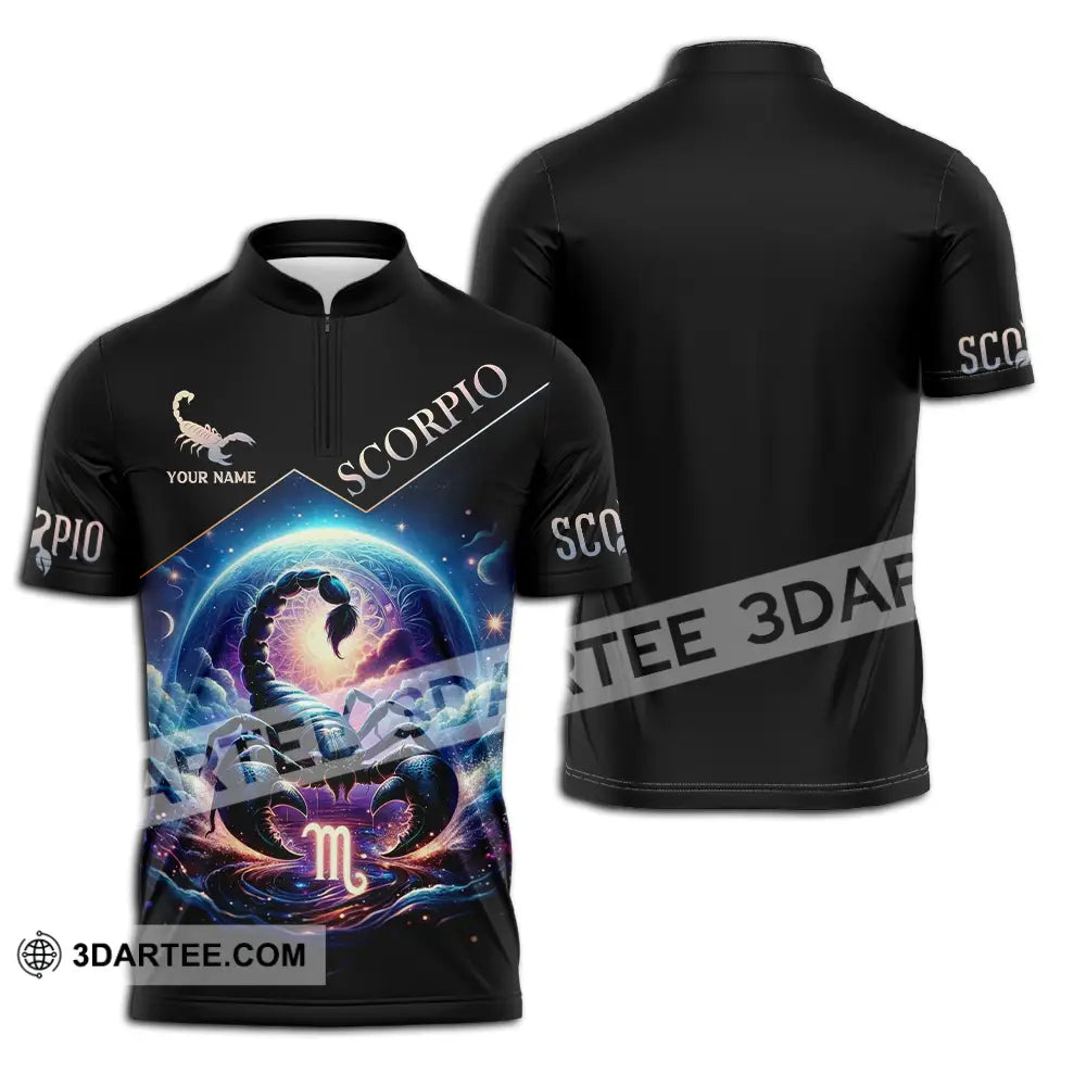 Unisex Shirt - Custom Text Scorpio Zipper Polo / S T-Shirt