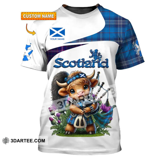 Unisex Shirt - Custom Text Shirt Scotland Highland Cow With Bagpipes Shirt T-shirt