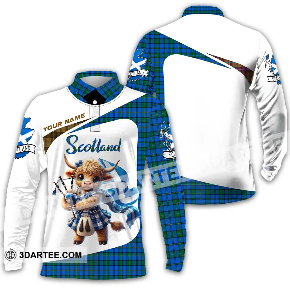 Unisex Shirt - Custom Text Scotland Long Sleeve Polo / S T-Shirt