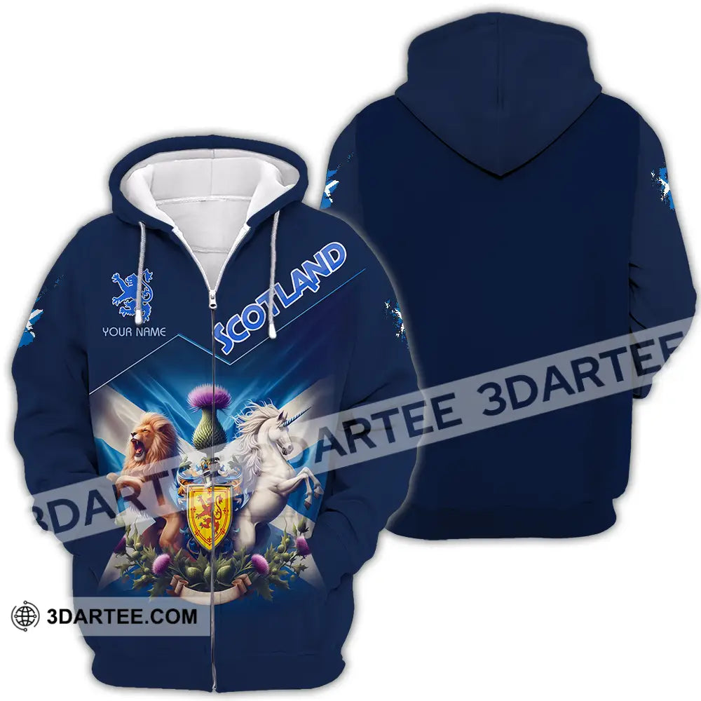 Unisex Shirt - Custom Text Shirt Scotland Shirt Zipper Hoodie / S T-shirt