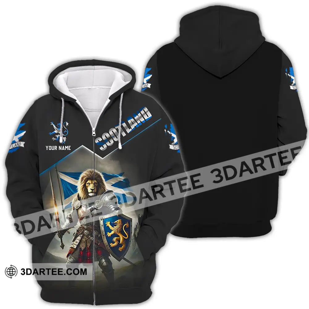 Unisex Shirt - Custom Text Scotland Zipper Hoodie / S T-Shirt