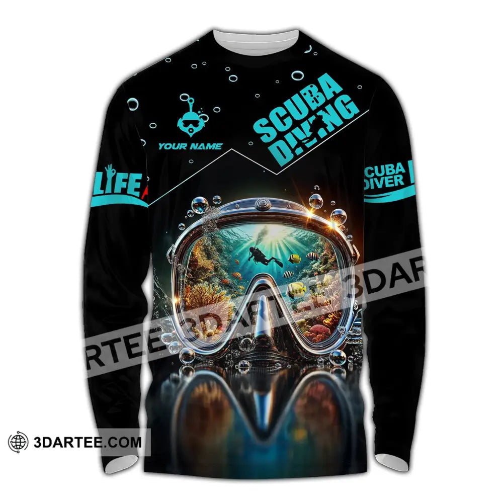 Unisex Shirt - Custom Text Scuba Diving Long Sleeve / S T-Shirt