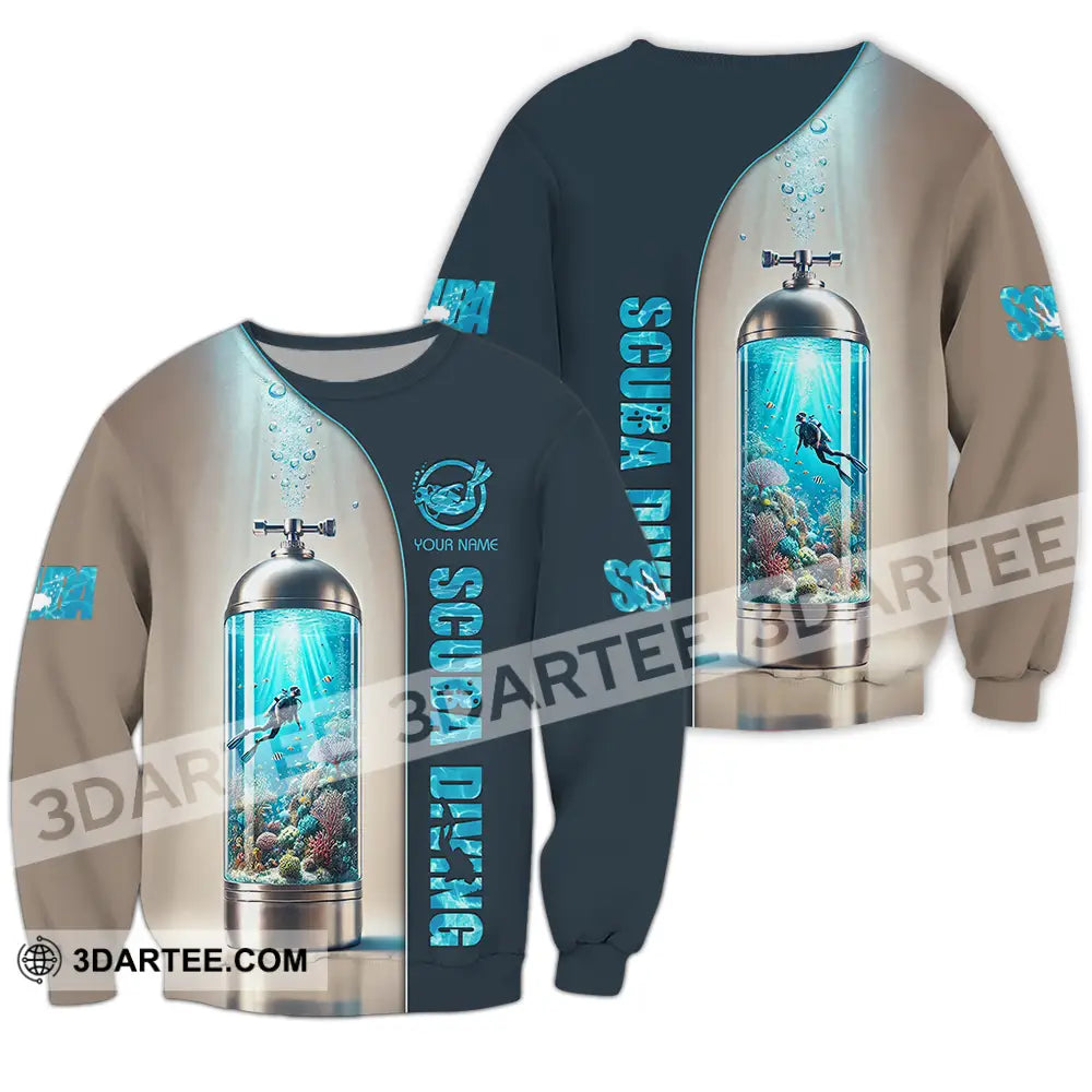 Unisex Shirt - Custom Text Scuba Diving Long Sleeve / S T-Shirt