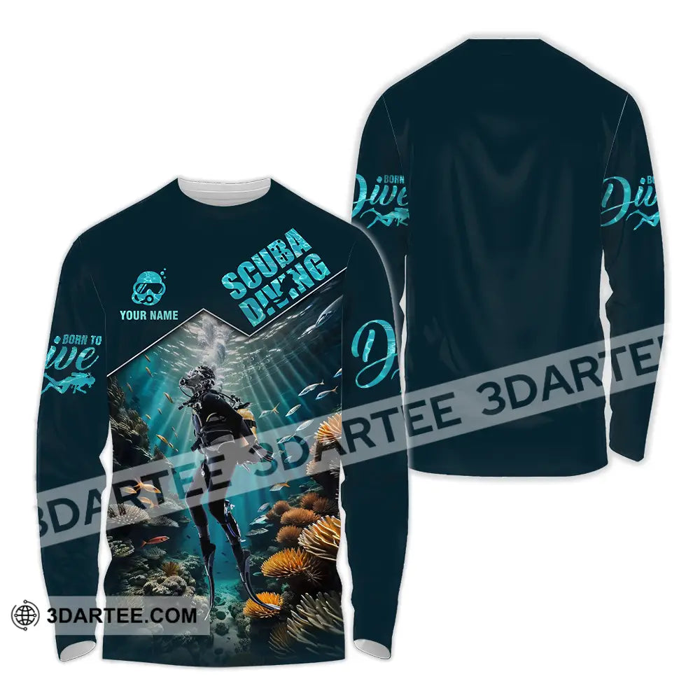 Unisex Shirt - Custom Text Scuba Diving Long Sleeve / S T-Shirt