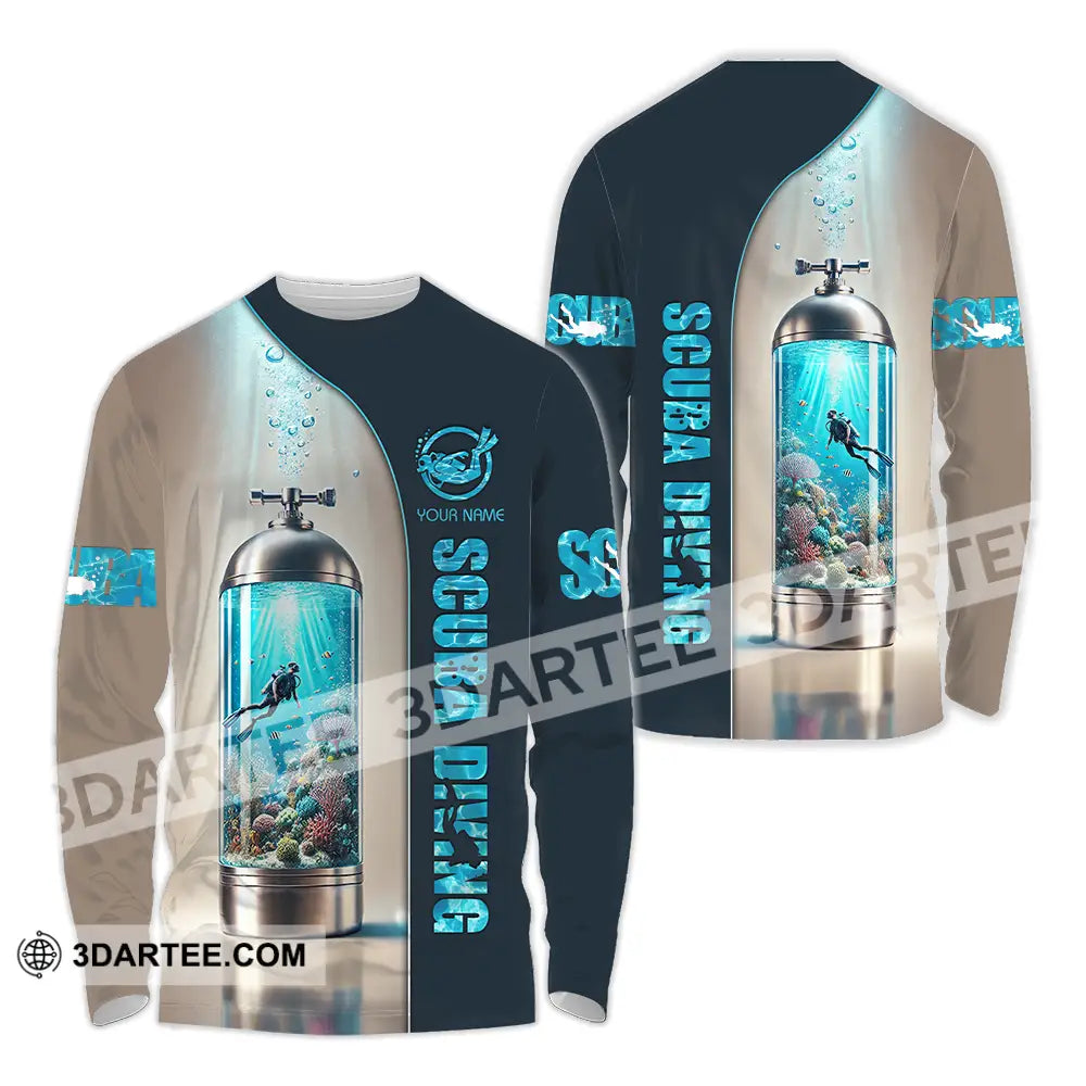 Unisex Shirt - Custom Text Scuba Diving Long Sleeve / S T-Shirt