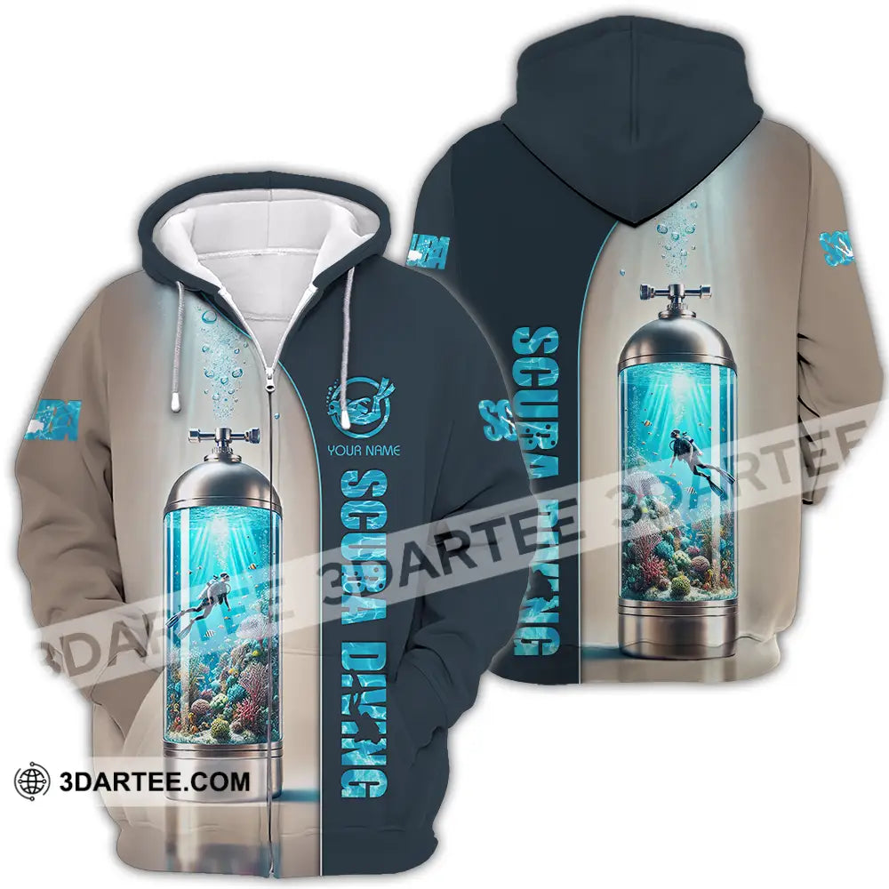 Unisex Shirt - Custom Text Scuba Diving Zipper Hoodie / S T-Shirt