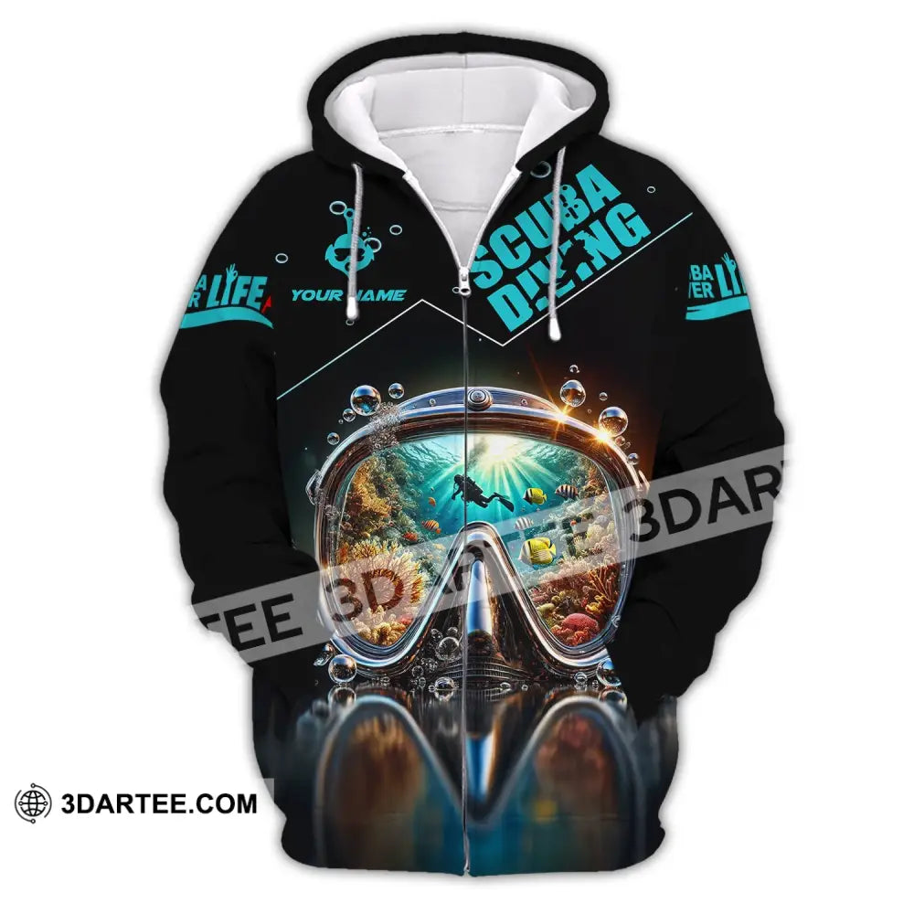 Unisex Shirt - Custom Text Scuba Diving Zipper Hoodie / S T-Shirt