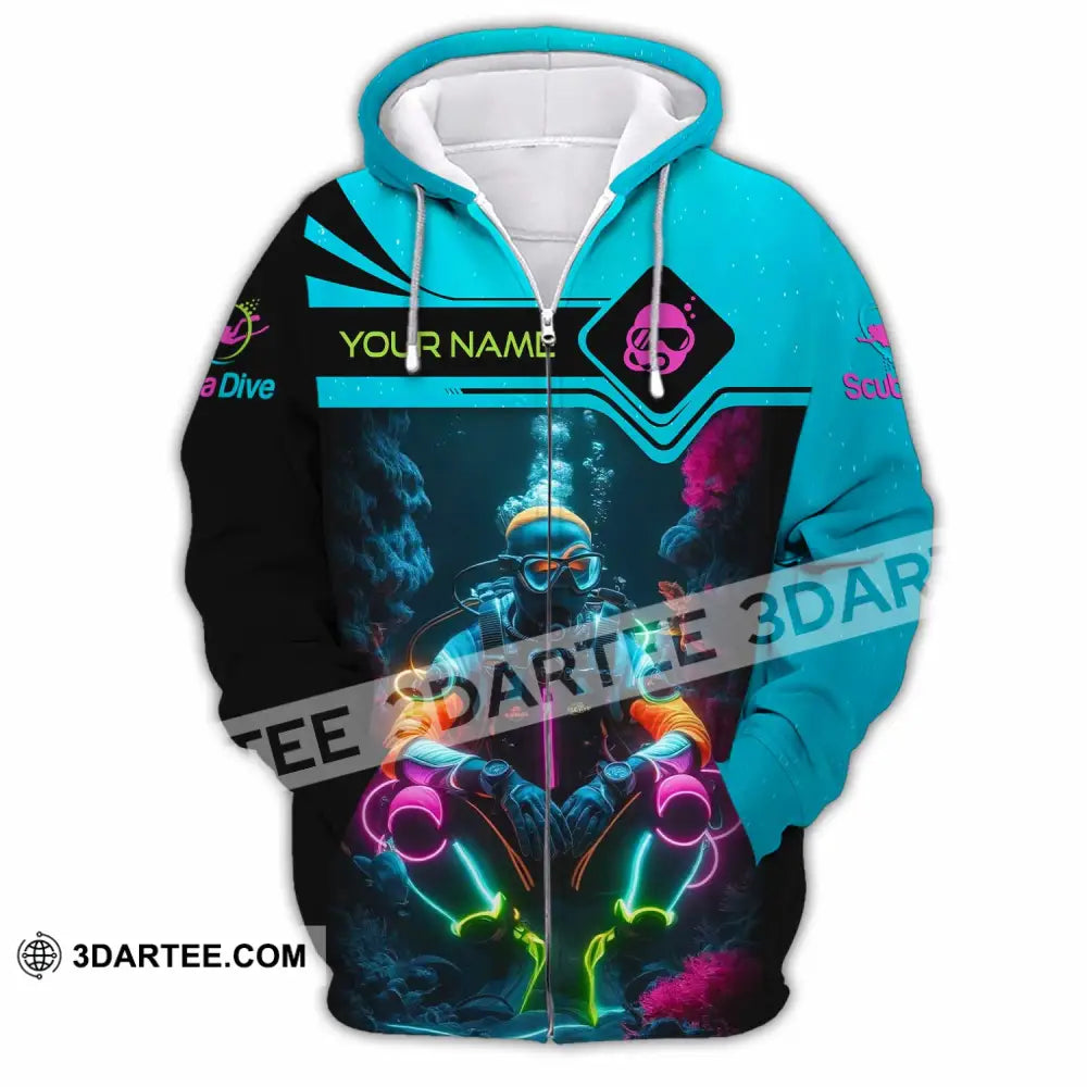Unisex Shirt - Custom Text Shirt Scuba Diving Zipper Hoodie / S T-shirt