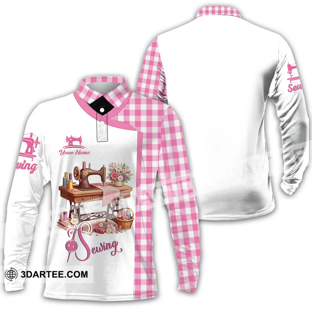 Unisex Shirt - Custom Text Shirt Sewing Shirt Long Sleeve Polo / S T-shirt