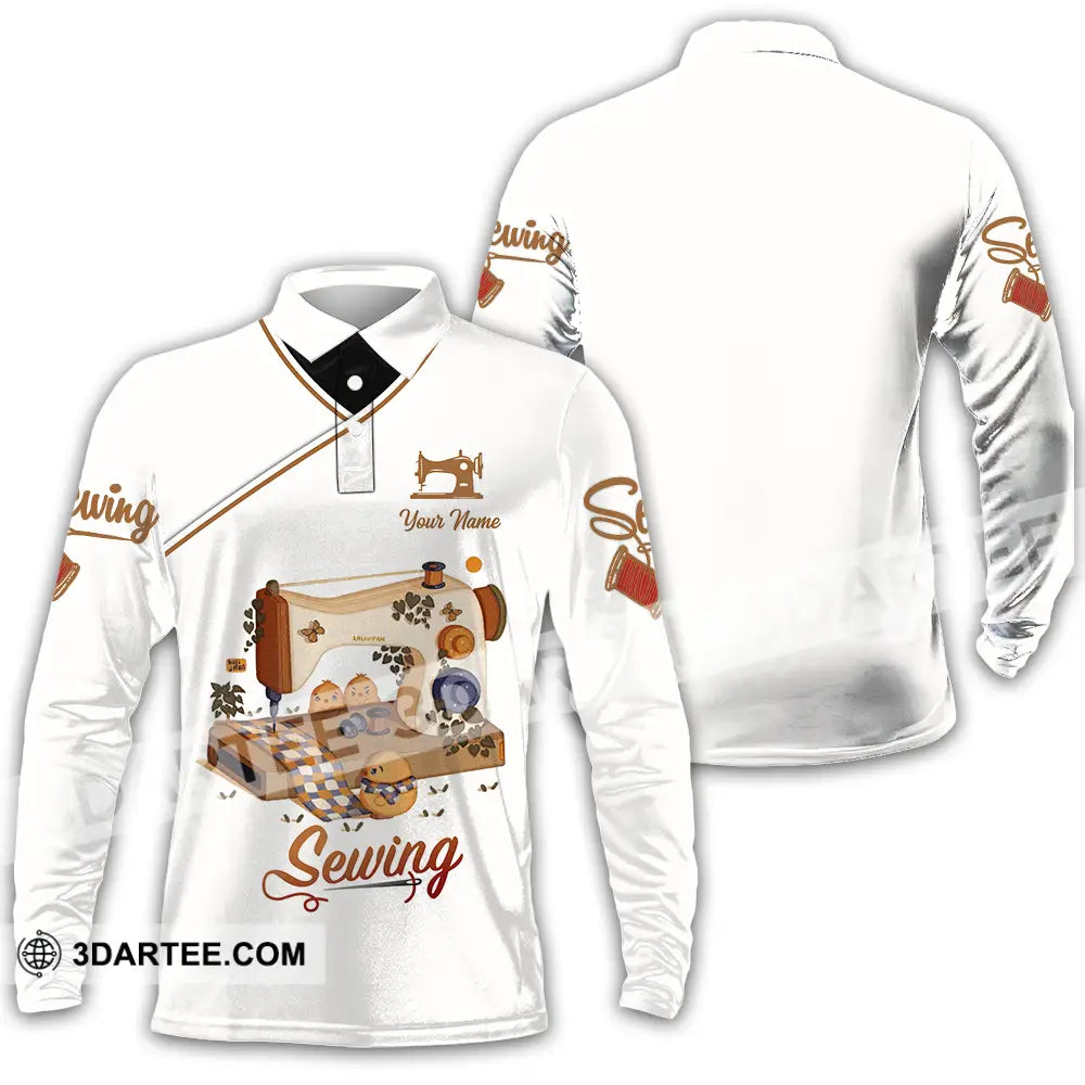 Unisex Shirt - Custom Text Shirt Sewing Shirt Long Sleeve Polo / S T-shirt
