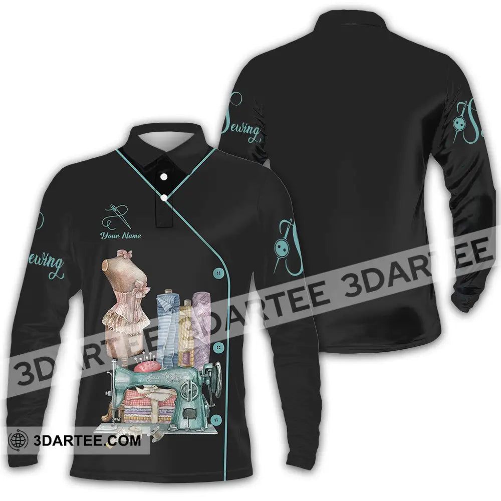 Unisex Shirt - Custom Text Shirt Sewing Shirt Long Sleeve Polo / S T-shirt