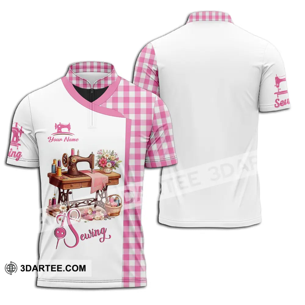 Unisex Shirt - Custom Text Shirt Sewing Shirt Zipper Polo Shirt / S T-shirt