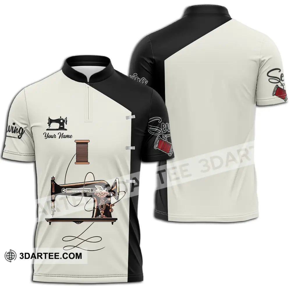 Unisex Shirt - Custom Text Shirt Sewing Shirt Zipper Polo Shirt / S T-shirt