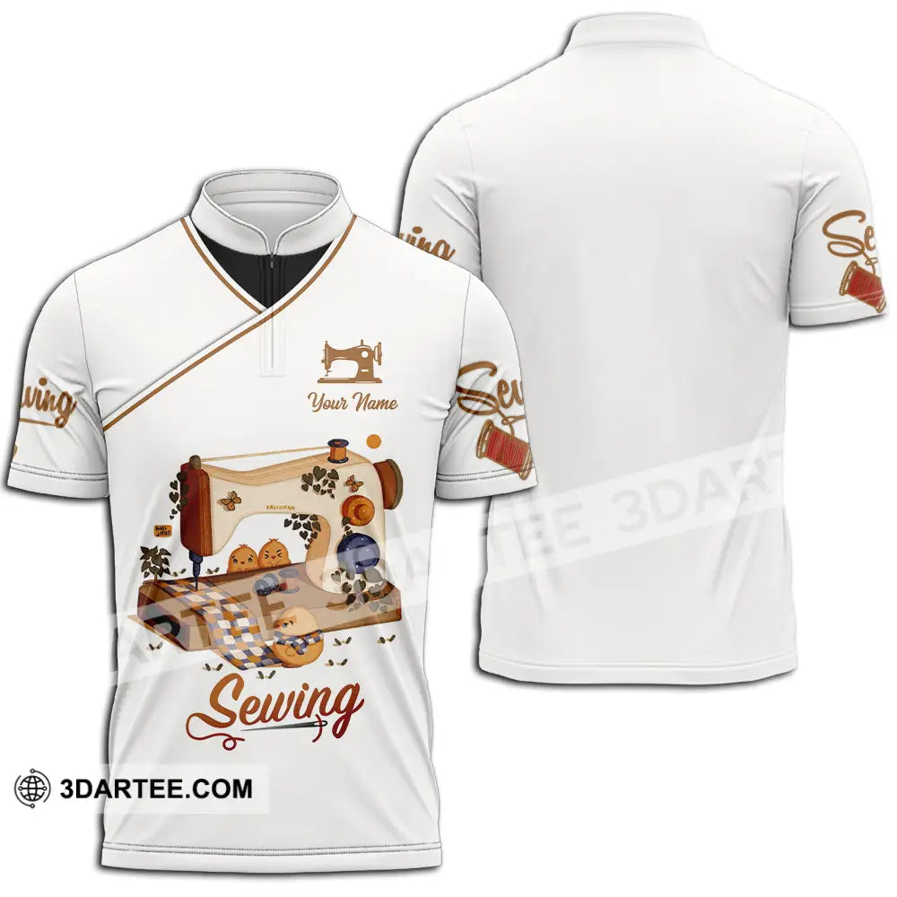 Unisex Shirt - Custom Text Shirt Sewing Shirt Zipper Polo Shirt / S T-shirt