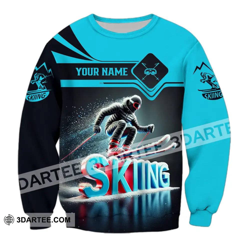 Unisex Shirt - Custom Text Skiing Long Sleeve / S T-Shirt