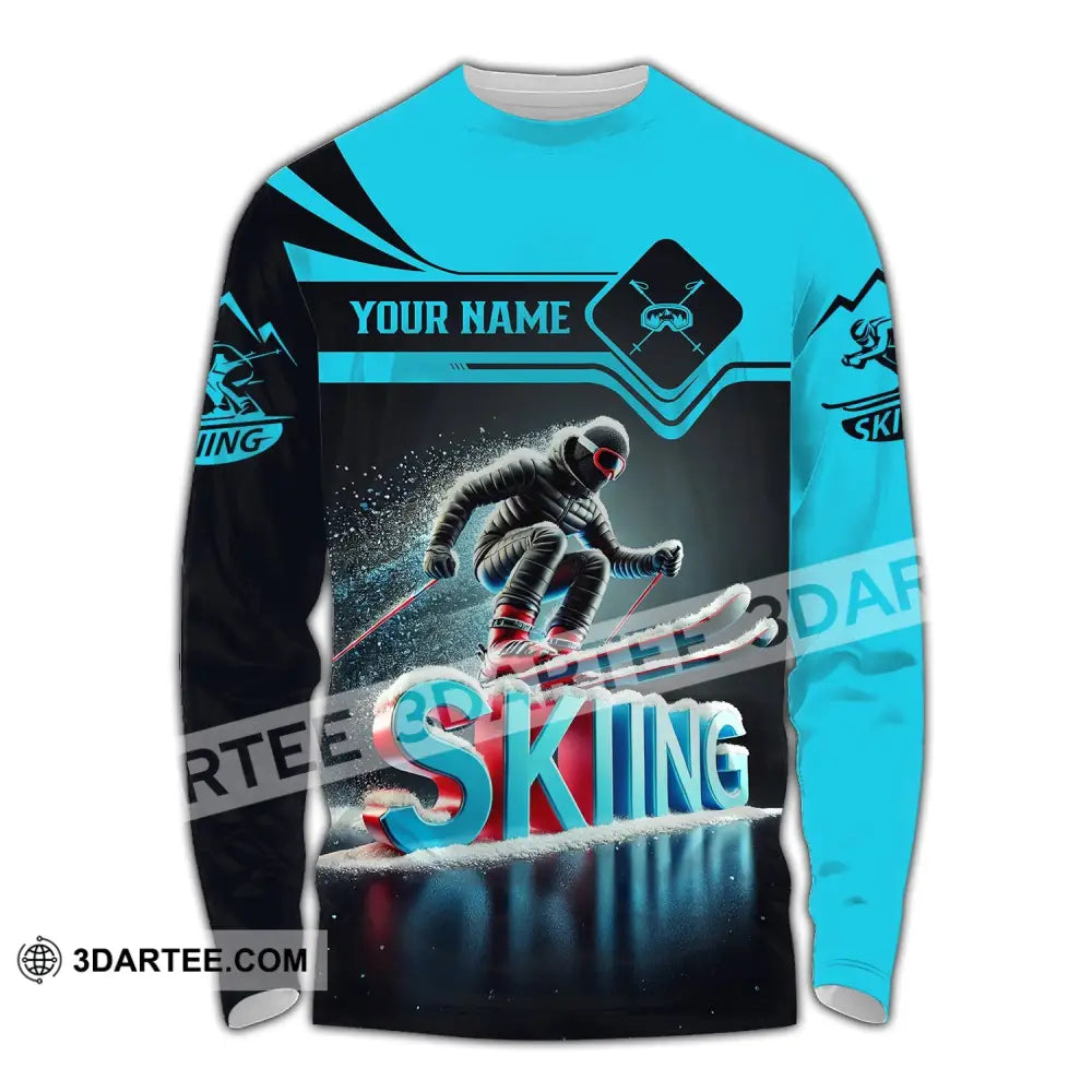 Unisex Shirt - Custom Text Skiing Long Sleeve / S T-Shirt