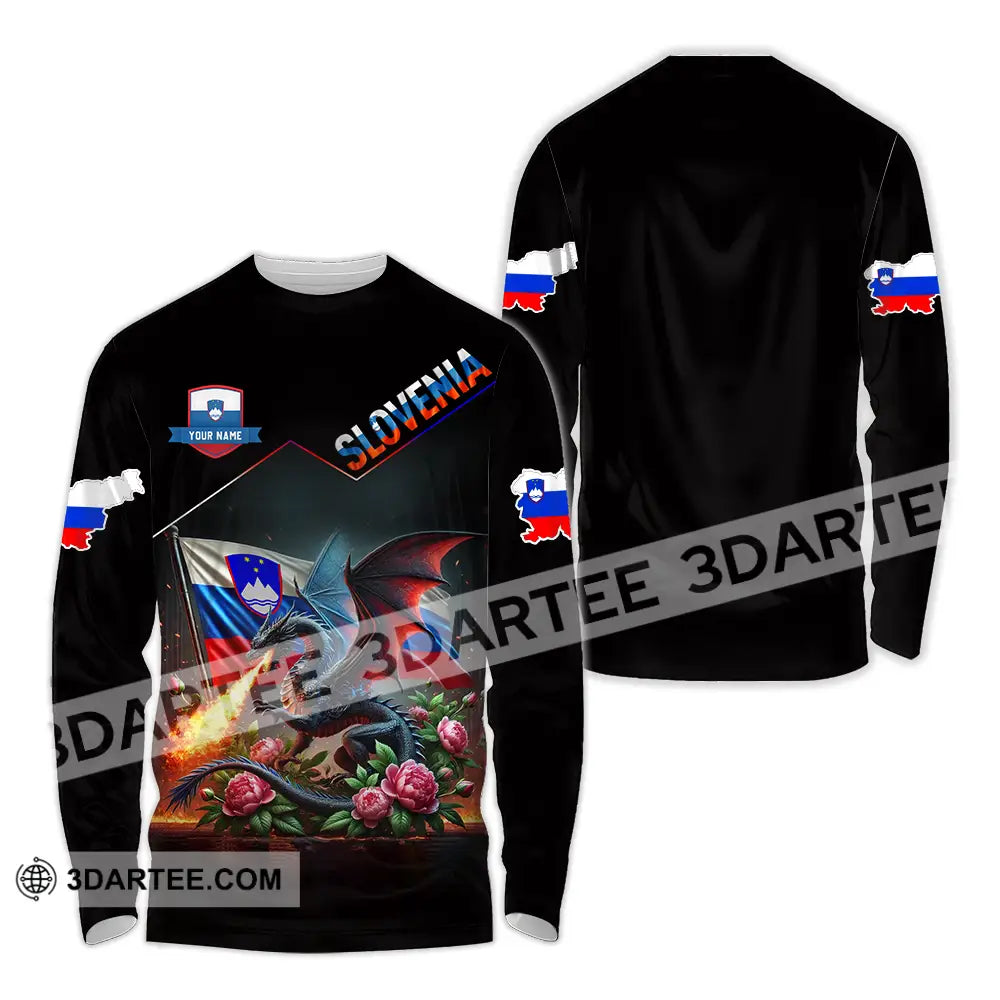 Unisex Shirt - Custom Text Slovenia Long Sleeve / S T-Shirt