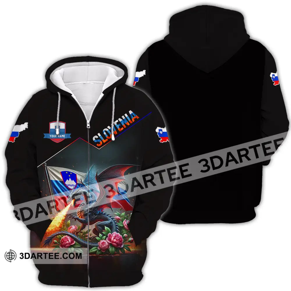 Unisex Shirt - Custom Text Slovenia Zipper Hoodie / S T-Shirt