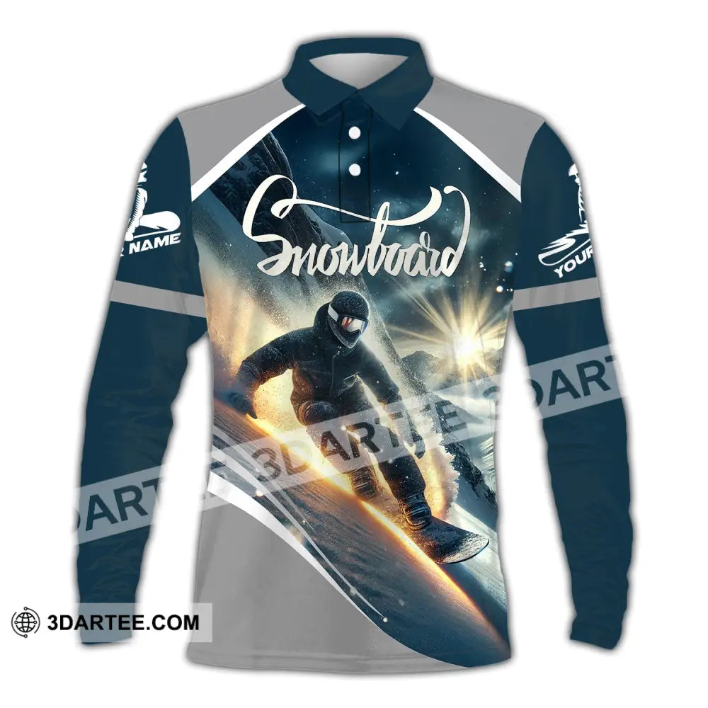 Unisex Shirt - Custom Text Snowboard Long Sleeve Polo / S T-Shirt