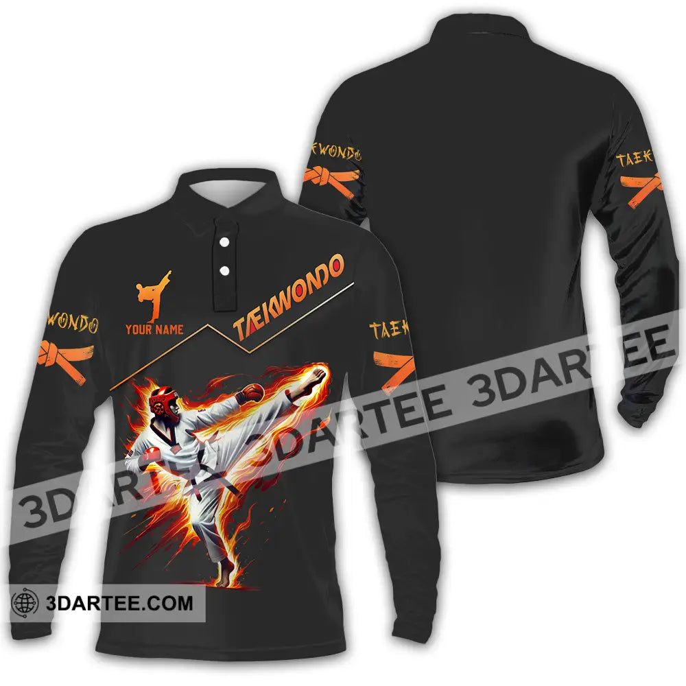 Unisex Shirt - Custom Text Taekwondo Long Sleeve Polo / S T-Shirt