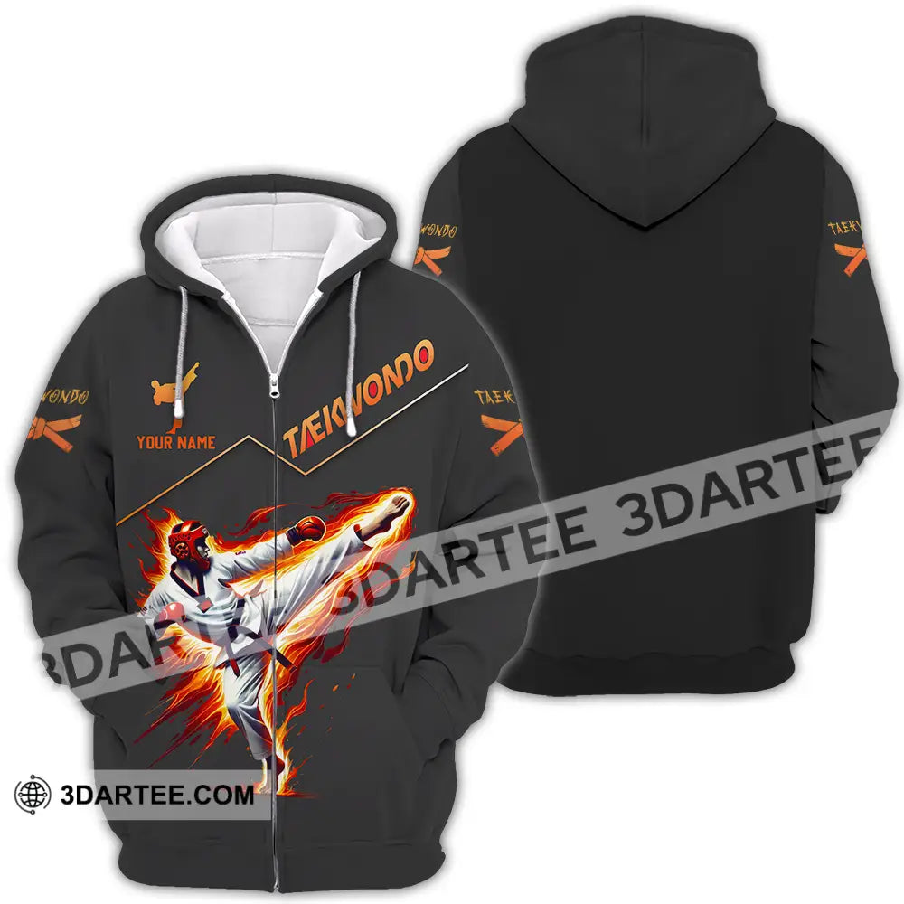 Unisex Shirt - Custom Text Taekwondo Zipper Hoodie / S T-Shirt