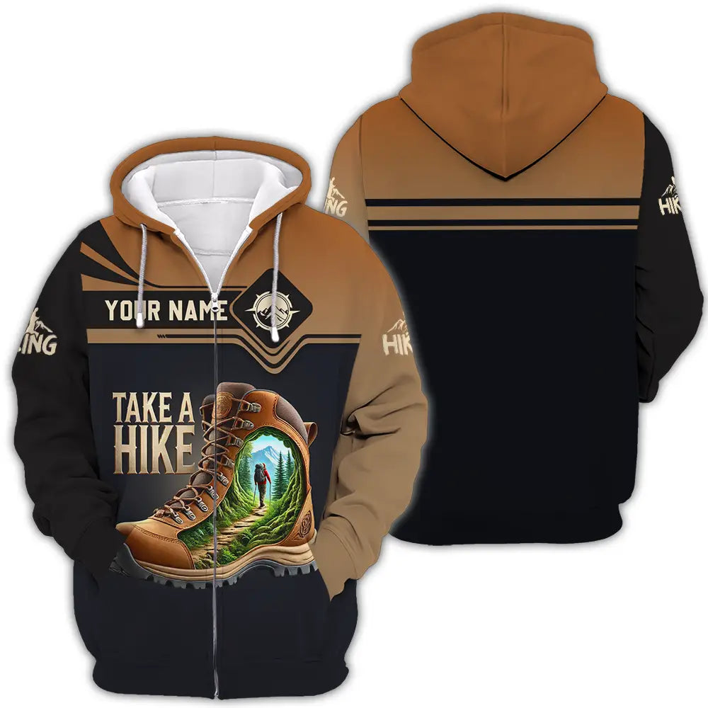 Unisex Shirt - Custom Text Shirt Take A Hike Zipper Hoodie / S T-shirt