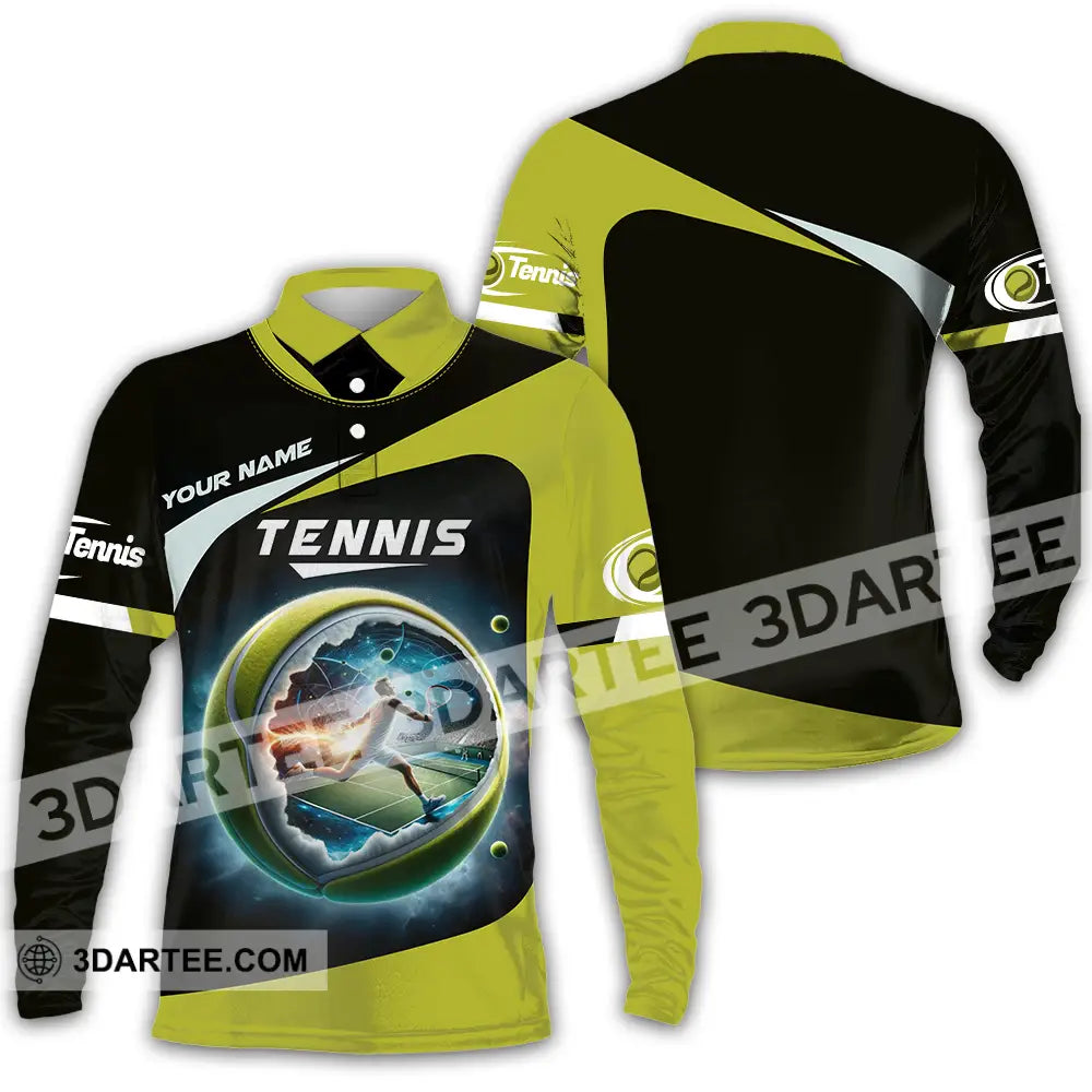 Unisex Shirt - Custom Text Shirt Tennis Shirt Long Sleeve Polo / S T-shirt