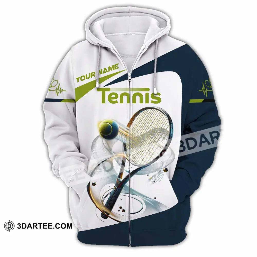 Unisex Shirt - Custom Text Tennis Player Shirt Zipper Hoodie / S T-shirt