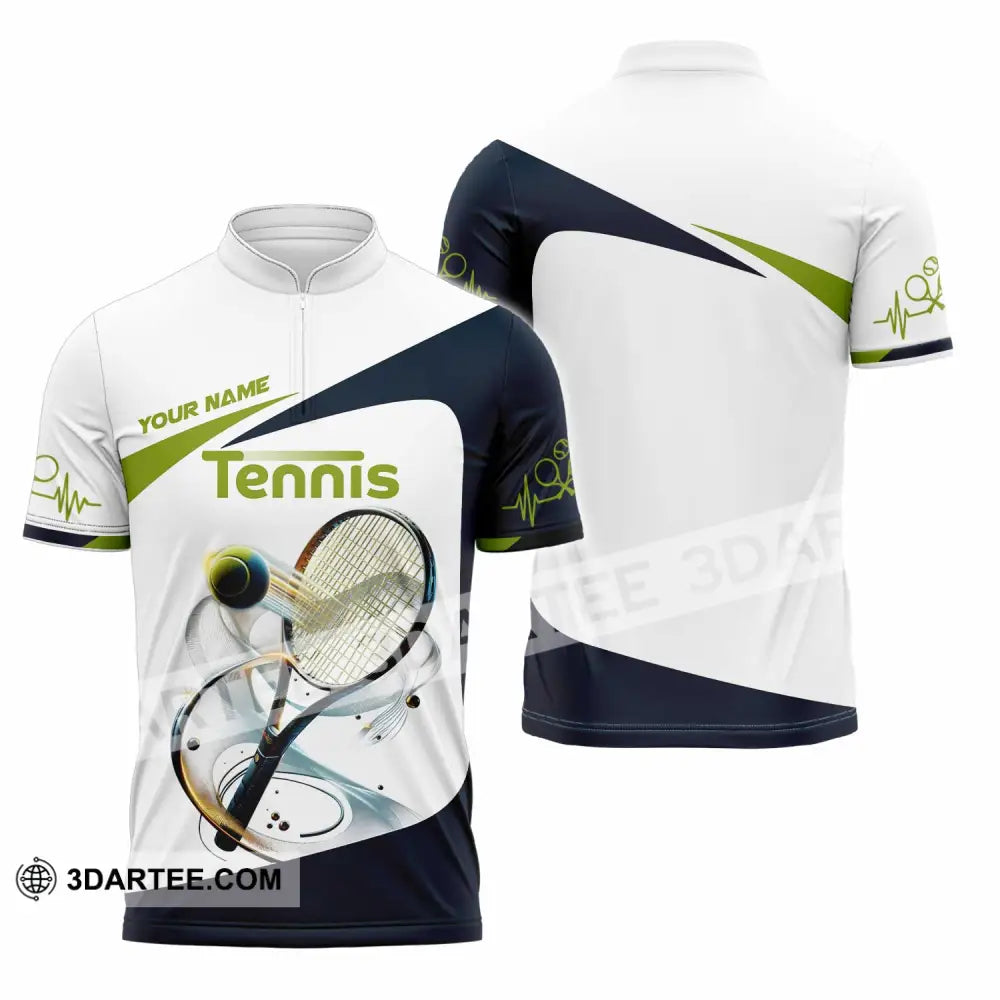 Unisex Shirt - Custom Text Tennis Player Shirt Zipper Polo Shirt / S T-shirt