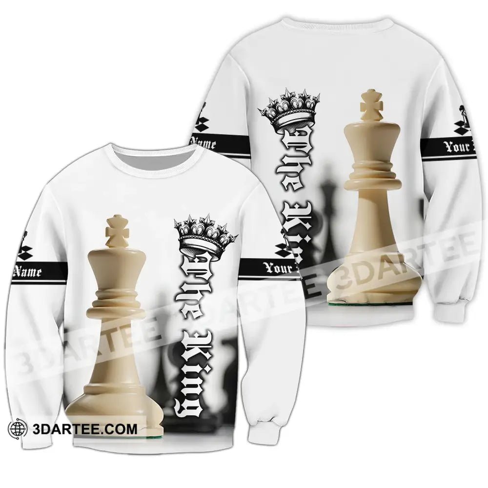 Unisex Shirt - Custom Text The King Chess Long Sleeve / S T-Shirt