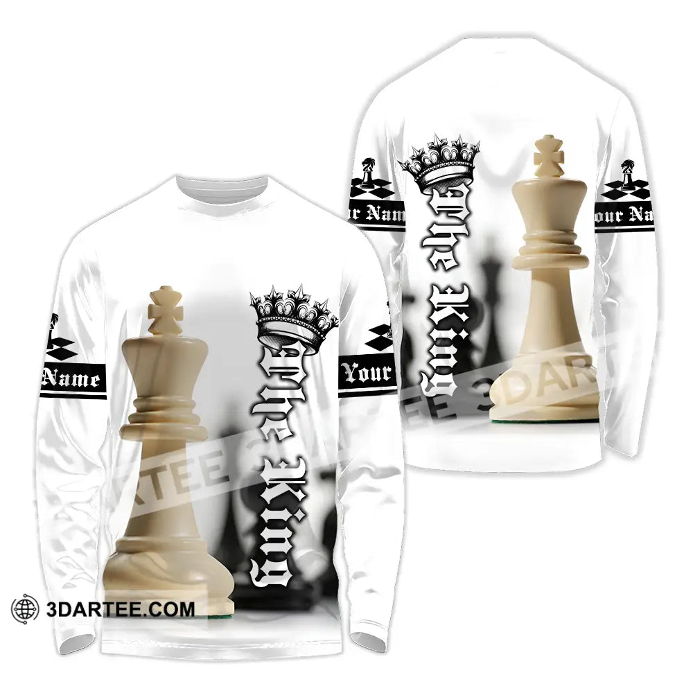 Unisex Shirt - Custom Text The King Chess Long Sleeve / S T-Shirt