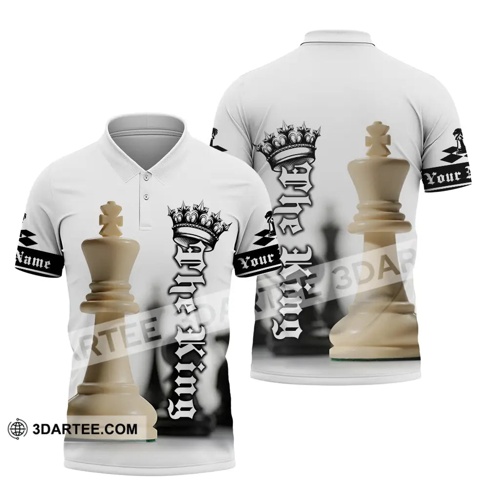 Unisex Shirt - Custom Text The King Chess Polo / S T-Shirt