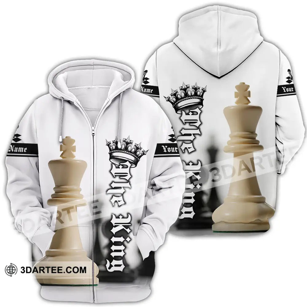 Unisex Shirt - Custom Text The King Chess Zipper Hoodie / S T-Shirt