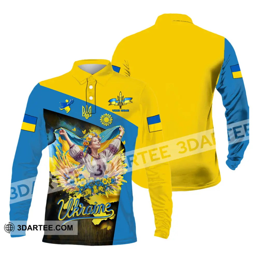 Unisex Shirt - Custom Text Shirt Ukraine Shirt Long Sleeve Polo / S T-shirt