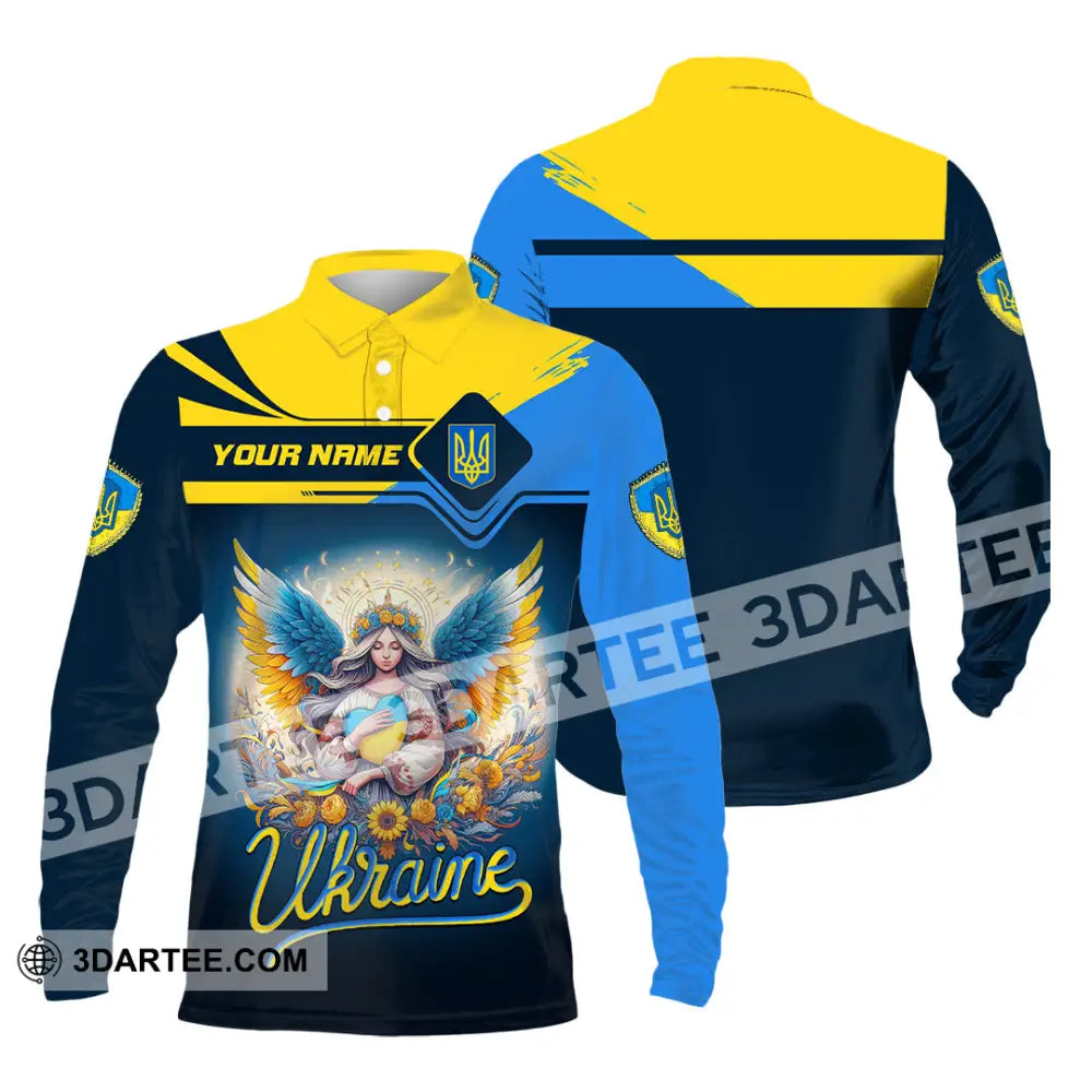 Unisex Shirt - Custom Text Shirt Ukraine Shirt Long Sleeve Polo / S T-shirt