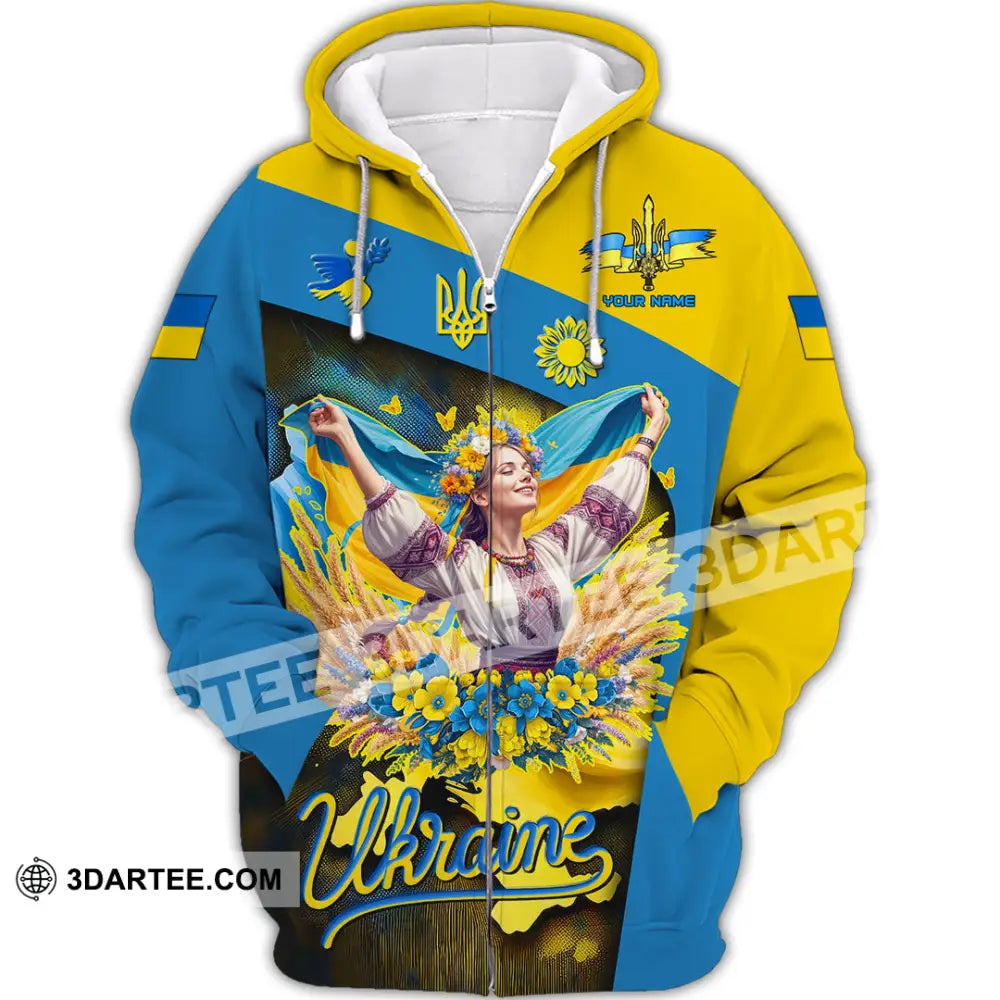 Unisex Shirt - Custom Text Shirt Ukraine Shirt Zipper Hoodie / S T-shirt