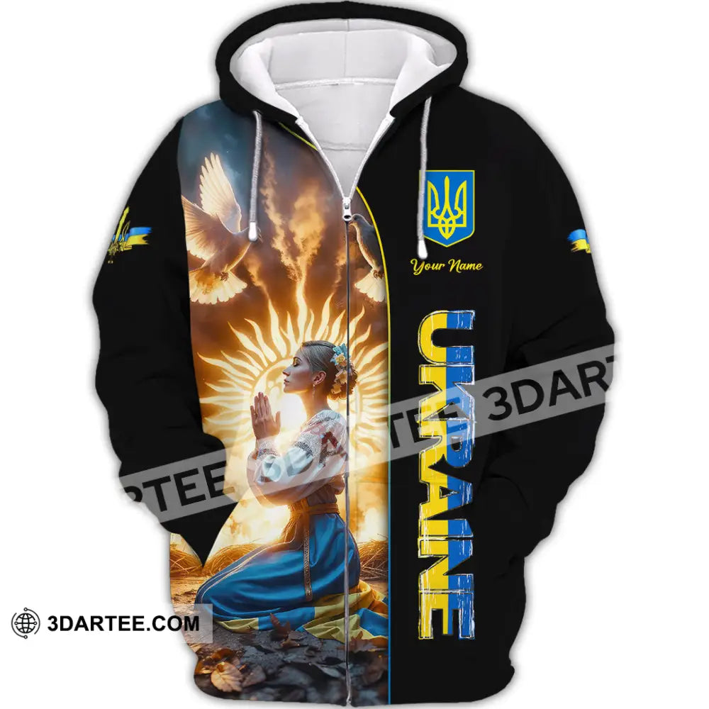 Unisex Shirt - Custom Text Shirt Ukraine Shirt Zipper Hoodie / S T-shirt