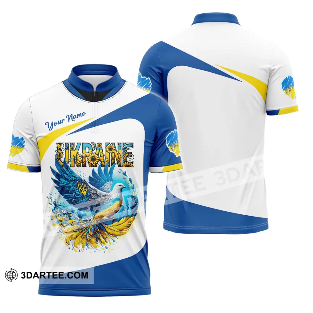 Unisex Shirt - Custom Text Shirt Ukraine Shirt Zipper Polo Shirt / S T-shirt
