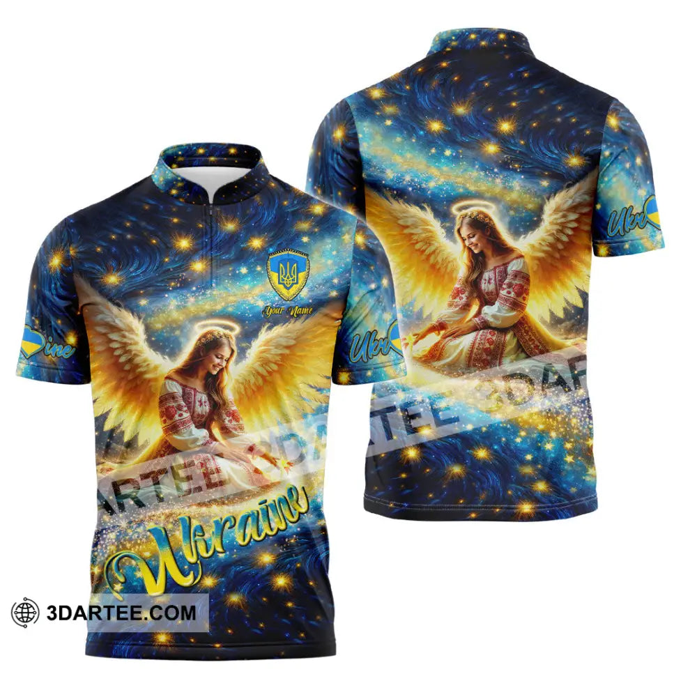 Unisex Shirt - Custom Text Shirt Ukraine Shirt Zipper Polo Shirt / S T-shirt